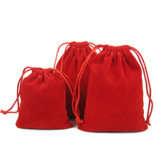 Red velvet  fabric dust pouches red satin bag jewelry packaging bag